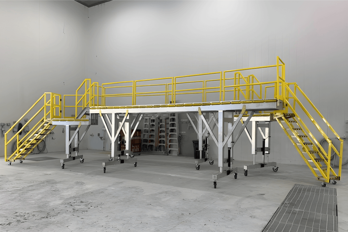 An industrial access platform system installed in a facility