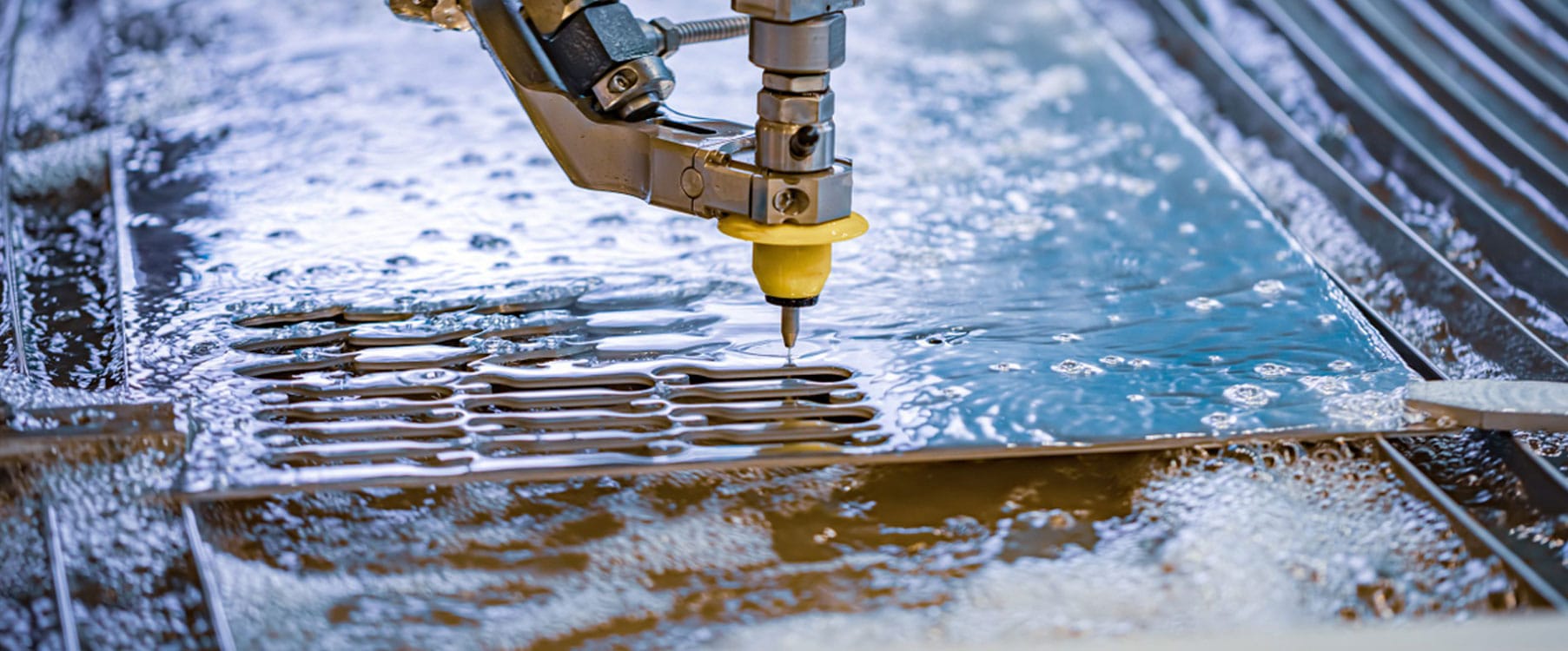 Waterjet cutting a steel plate
